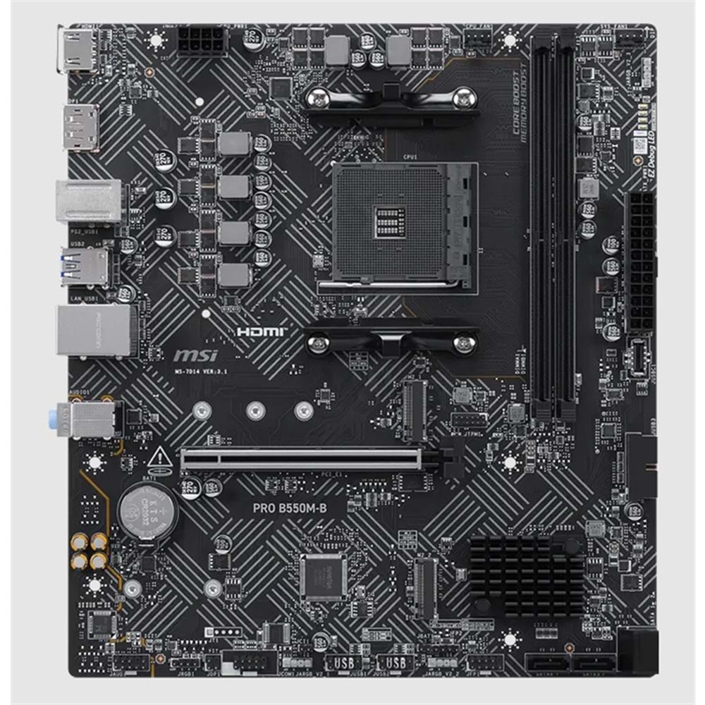 MSI PRO B550M-B DDR4 4600MHZ 1XHDMI 2XM.2 MATX AM4 (AMD AM4 5000/5000G/4000G/3000/3000G SERİLERİ İLE UYUMLU) 