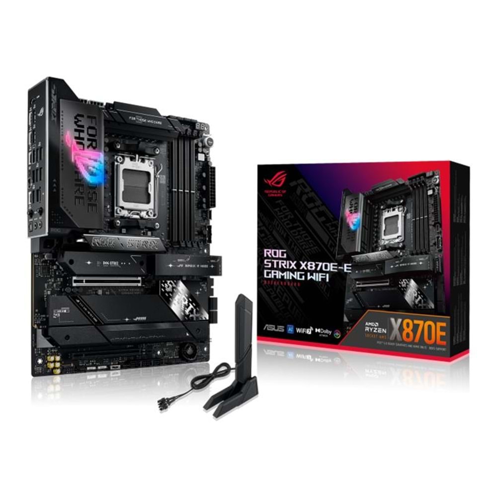 ASUS ROG STRIX X870E-E GAMING WIFI DDR5 8000MHZ 1XHDMI 1XDP 4XM.2 ATX AM5 (AMD AM5 9000/8000/7000 SERİLERİ İLE UYUMLU) 