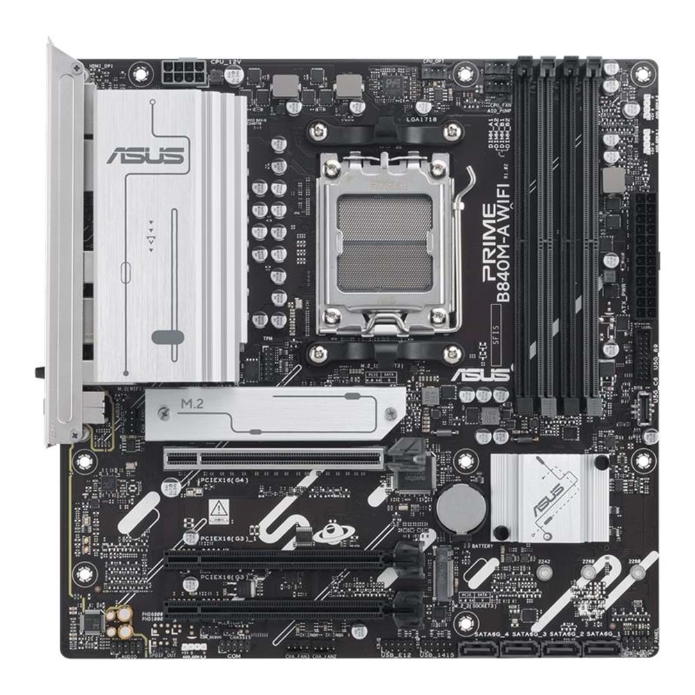 ASUS PRIME B840M-A WIFI DDR5 7600MT/S 1XHDMI 2XDP 3XM.2 MATX AM5 (AMD AM5 9000/8000/7000 SERİLERİ İLE UYUMLU) 