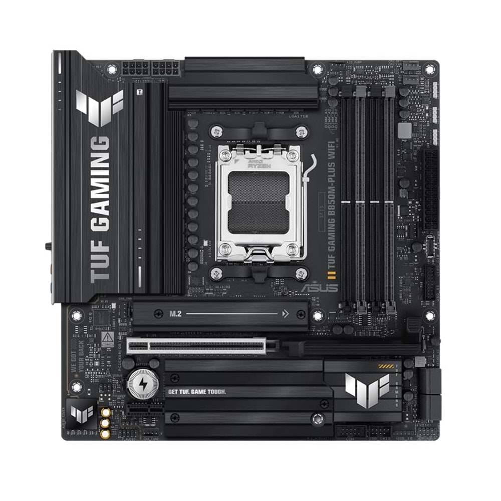ASUS TUF GAMING B850M-PLUS WIFI DDR5 8000MHZ 1XHDMI 1XDP 3XM.2 MATX AM5 (AMD AM5 9000/8000/7000 SERİLERİ İLE UYUMLU) 