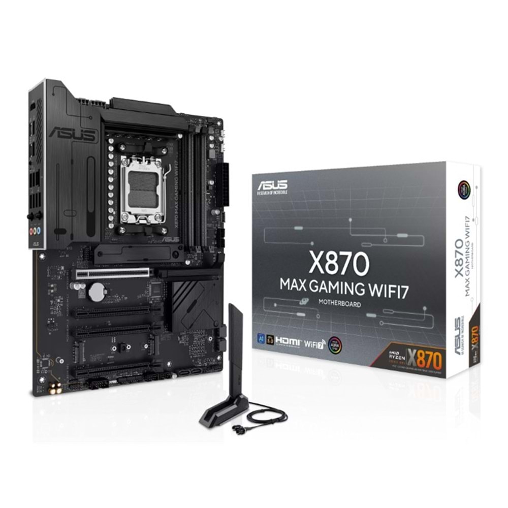 ASUS X870 MAX GAMING WIFI7 DDR5 8000MT/S 1XHDMI 2XUSB 3XM.2 ATX AM5 (AMD AM5 9000/8000/7000 SERİLERİ İLE UYUMLU) 