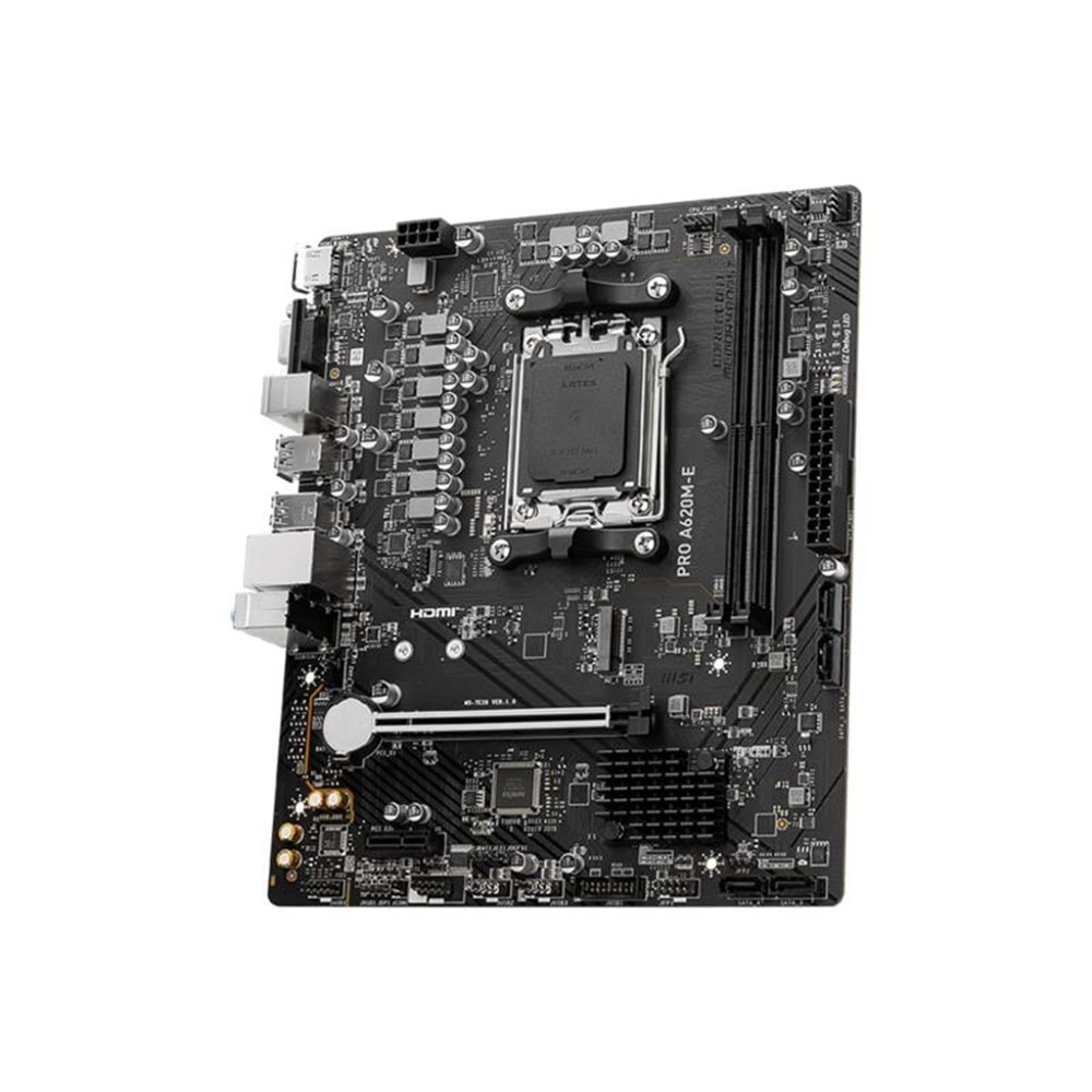 MSI PRO A620M-E DDR5 6800MHZ 1XVGA 1XHDMI 1XM.2 USB 3.2 MATX AM5 (AMD AM5 9000/8000/7000 SERİLERİ İLE UYUMLU) 