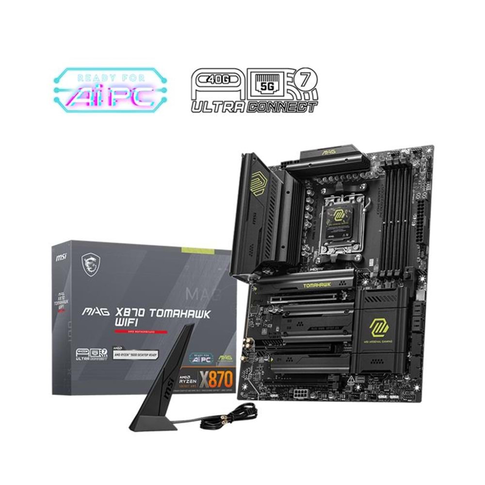 MSI MAG X870 TOMAHAWK WIFI DDR5 8400MT/S 1XHDMI 2XUSB4 4XM.2 ATX AM5 (AMD AM5 9000/8000/7000 SERİLERİ İLE UYUMLU) 