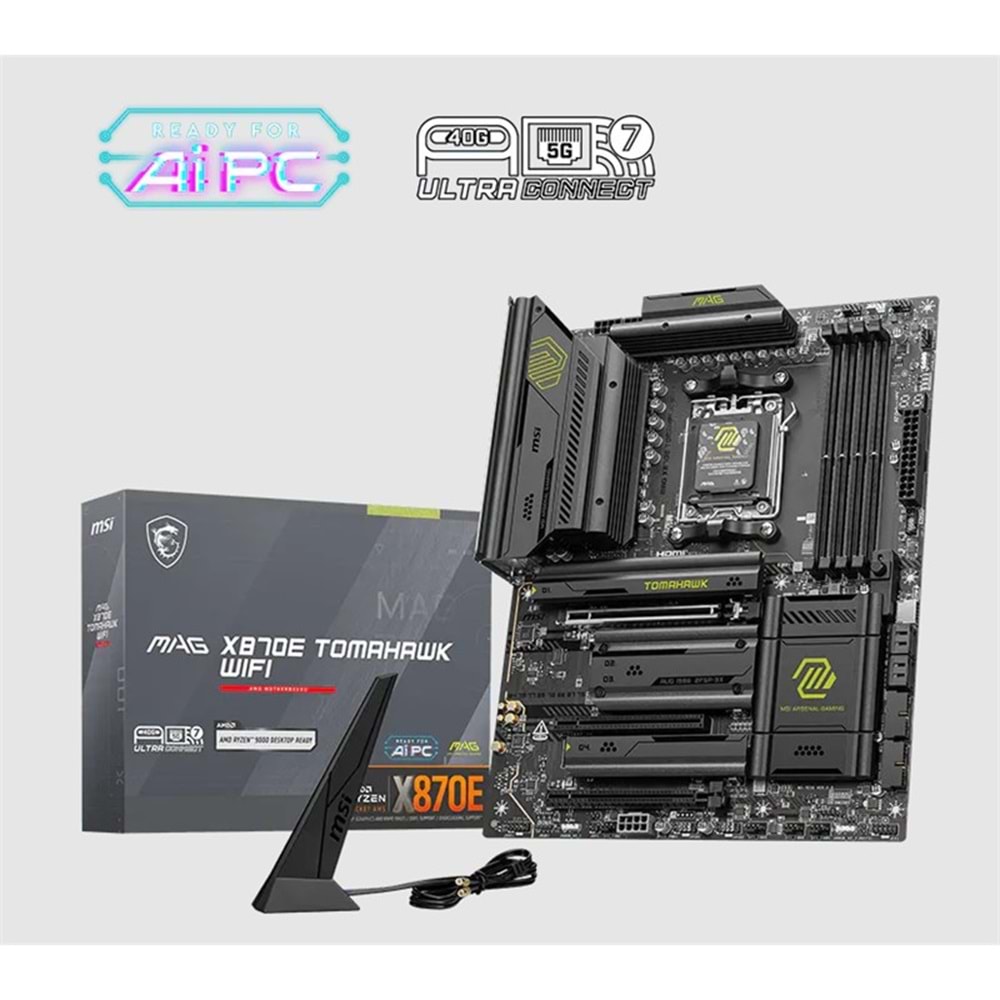 MSI MAG X870E TOMAHAWK WIFI DDR5 8400MT/S 1XHDMI 4XM.2 USB ATX AM5(AMD AM5 9000/8000/7000 SERİLERİ İLE UYUMLU) 