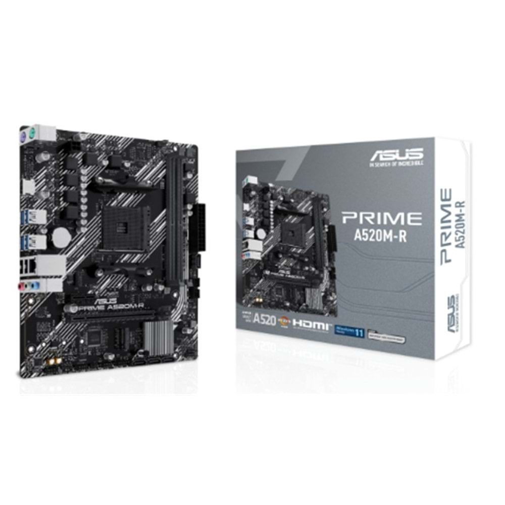 ASUS PRIME A520M-R DDR4 5100MHZ 1XHDMI 1XM.2 USB2.0 MATX AM4 (AMD AM4 5000/4000 /3000 SERİLERİ İLE UYUMLU) 
