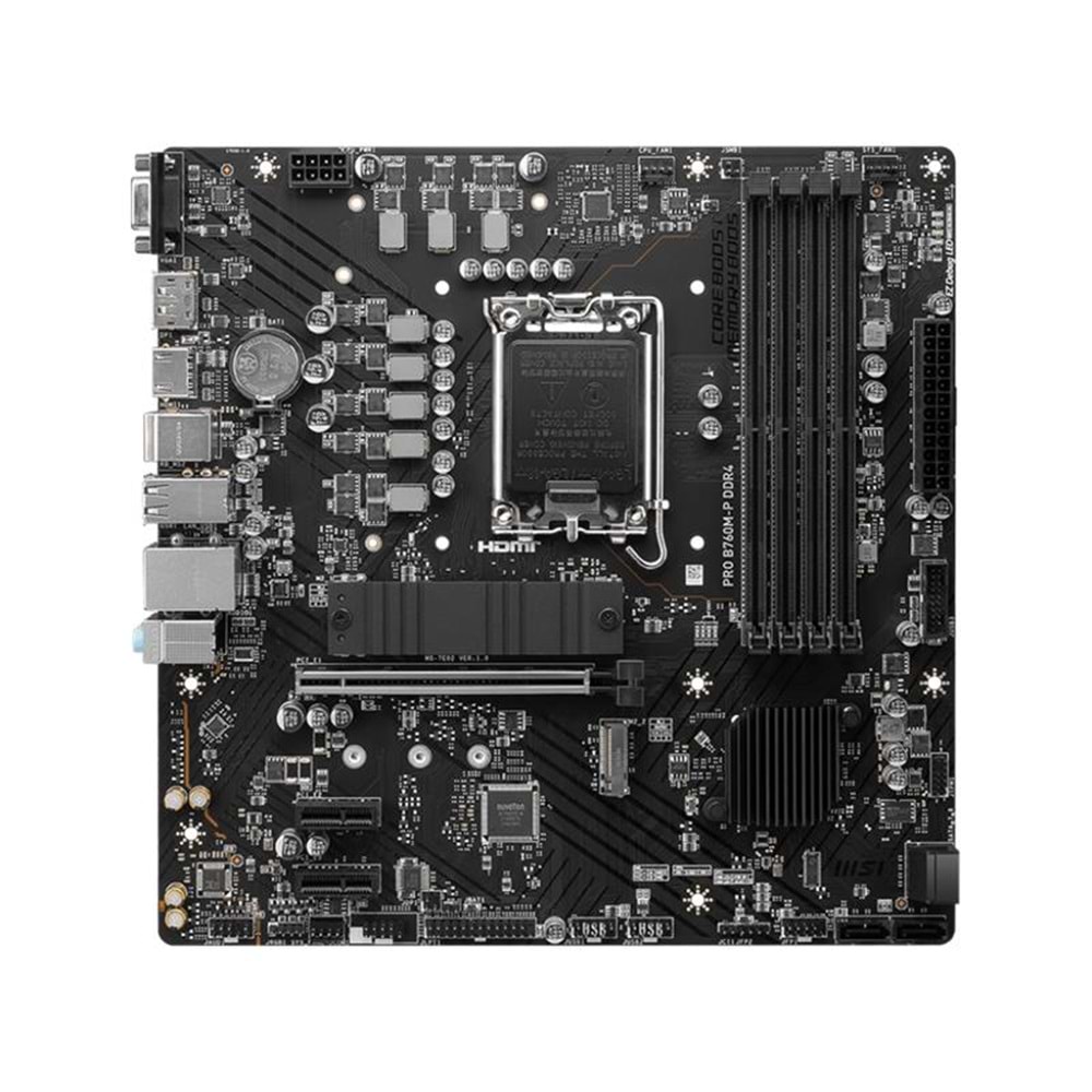 MSI PRO B760M-P DDR4 4600MHZ 1XHDMI 1XDP 2XM.2 USB 3.2 ATX 1700P (12. / 13. VE 14. NESİL İŞLEMCİ UYUMLU) 