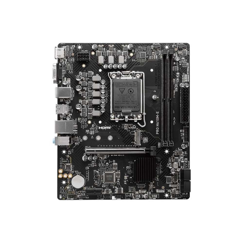 MSI PRO H610M-E DDR5 5600MHZ 1XVGA 1XHDMI 1XM.2 USB 3.2 MATX 1700P (12. / 13. VE 14. NESİL İŞLEMCİ UYUMLU) 