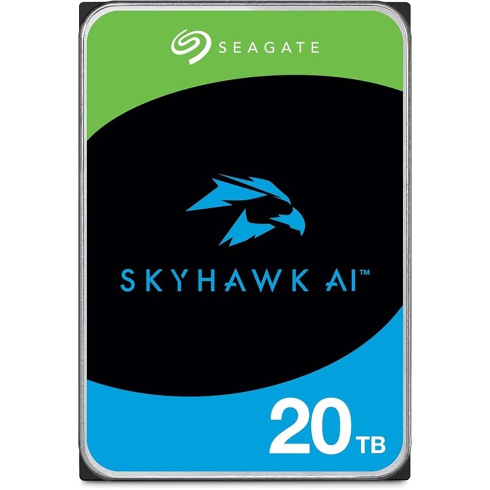 20 TB SEAGATE 3.5 SKYHAWK AI SATA 512MB 7/24 GUVENLIK ST20000VE003 (5 YIL RESMI DIST GARANTILI) 