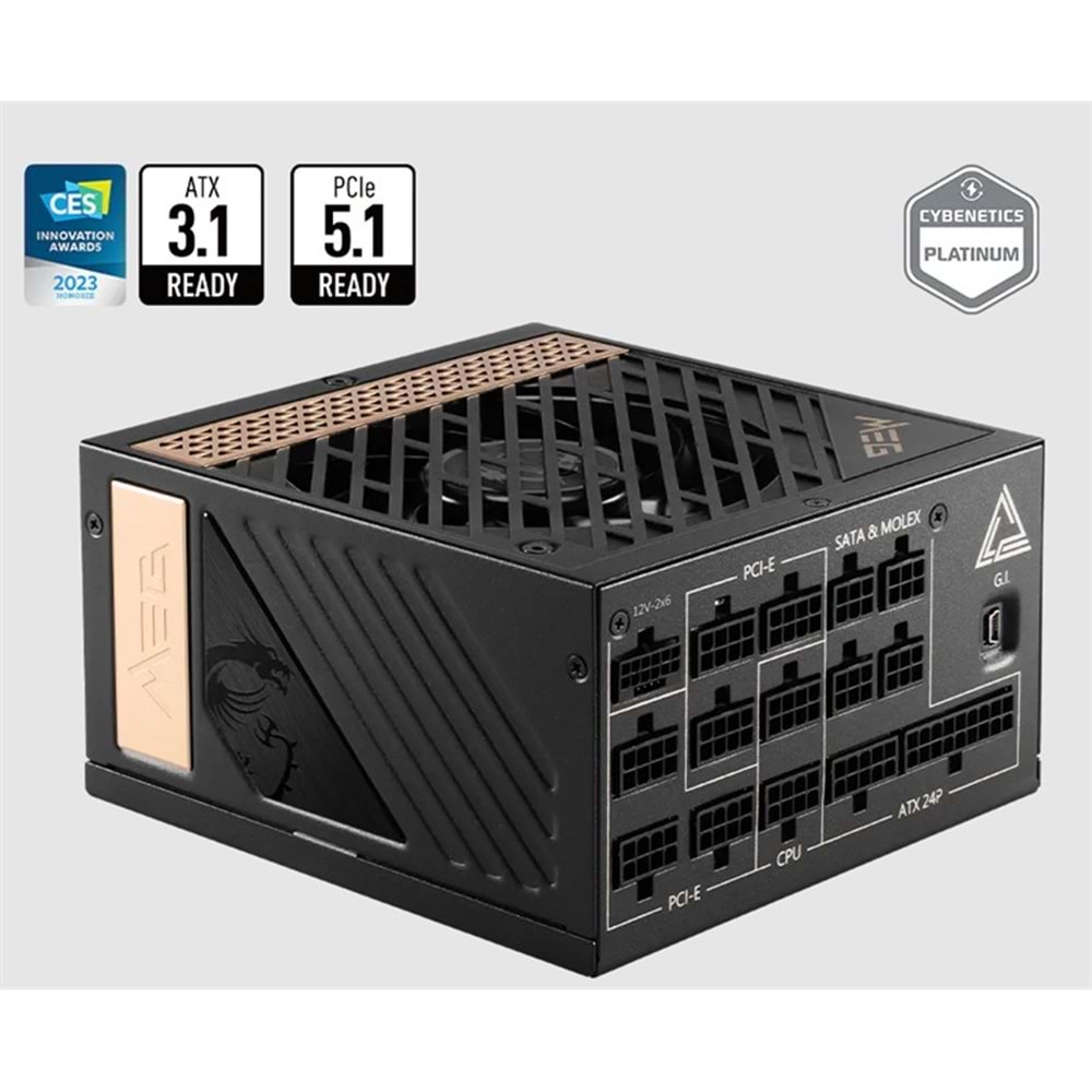 MSI MEG AI1300P PCIE5 1300W 80+ PLATINUM POWER SUPPLY 