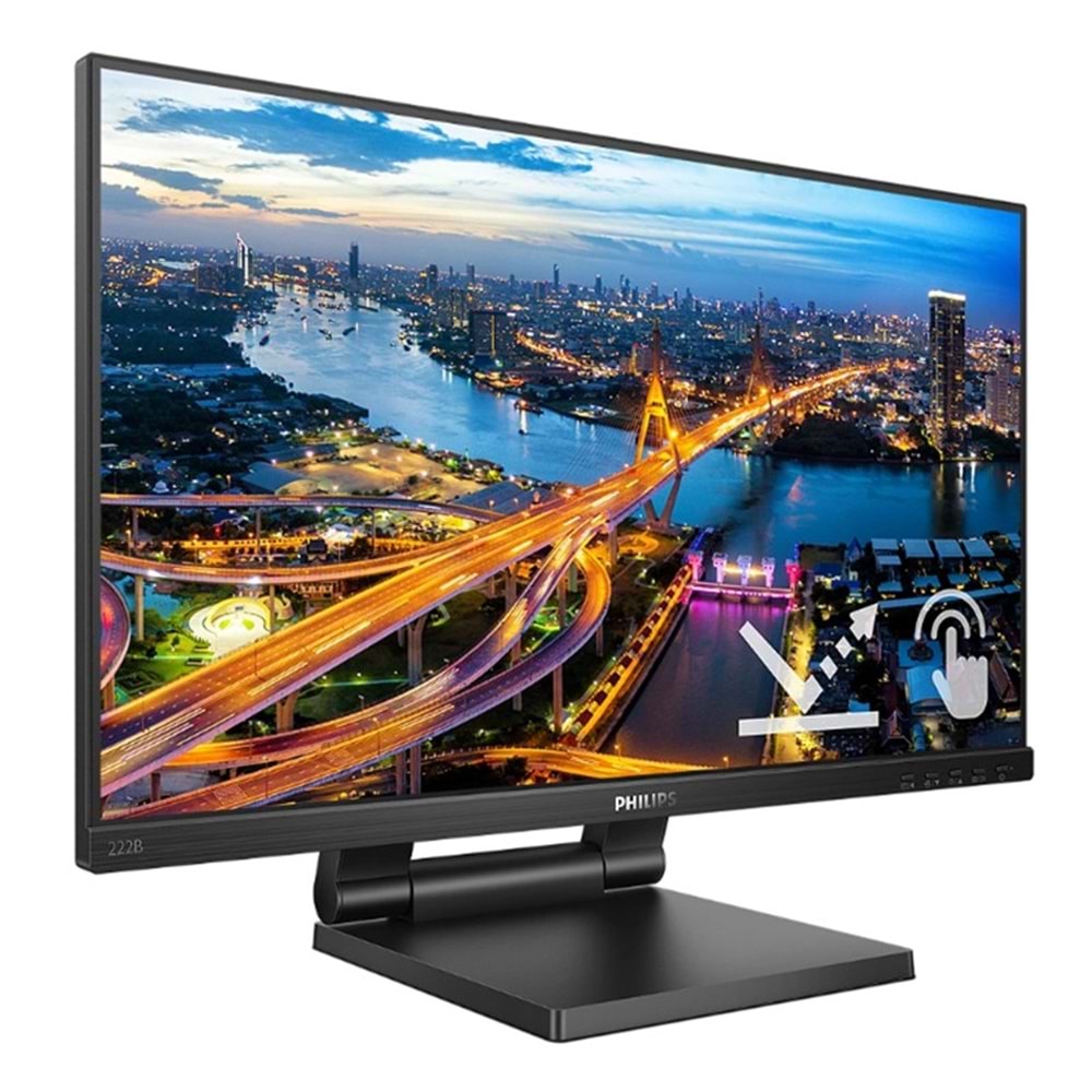 21.5 PHILIPS 222B1TC/00 IPS 4MS 75MHZ 1XVGA 1XHDMI 1XDP 1XUSB 3.2 FHD 1920X1080 HOPARLÖR DOKUNMATİK EKRAN VESA SİYAH 