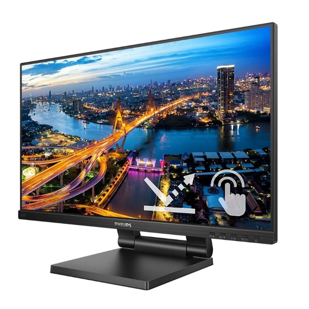 21.5 PHILIPS 222B1TC/00 IPS 4MS 75MHZ 1XVGA 1XHDMI 1XDP 1XUSB 3.2 FHD 1920X1080 HOPARLÖR DOKUNMATİK EKRAN VESA SİYAH 