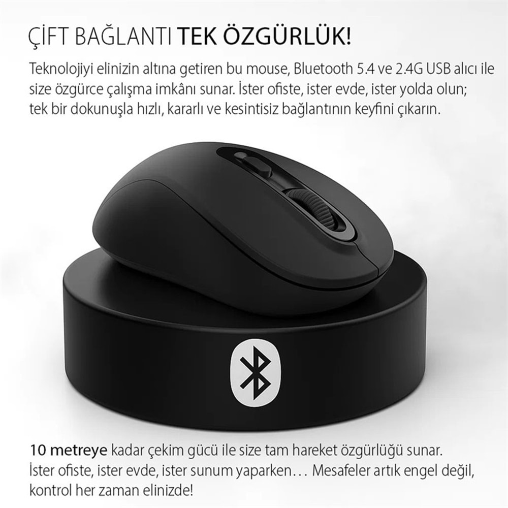 INCA IWM-288T BLUETOOTH + WIRELESS ERGONOMIC DESIGN SILENT MOUSE 