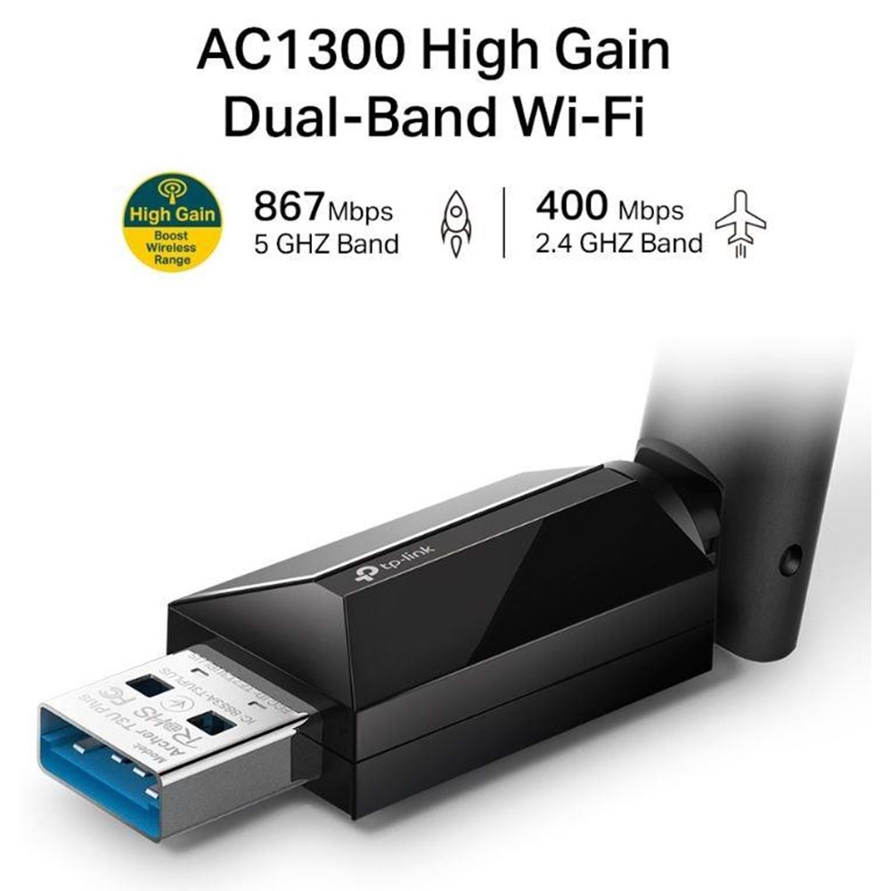 TP-LINK ARCHER T3U PLUS 1300MBPS KABLOSUZ DUAL BAND USB ADAPTOR 