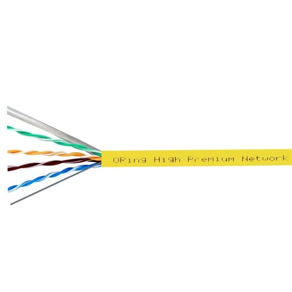 ORING RW-U0605YEL U/UTP CAT6 23AWG LSZH 250MHZ 500 METRE BAKIR SARI RENK NETWORK KABLOSU 