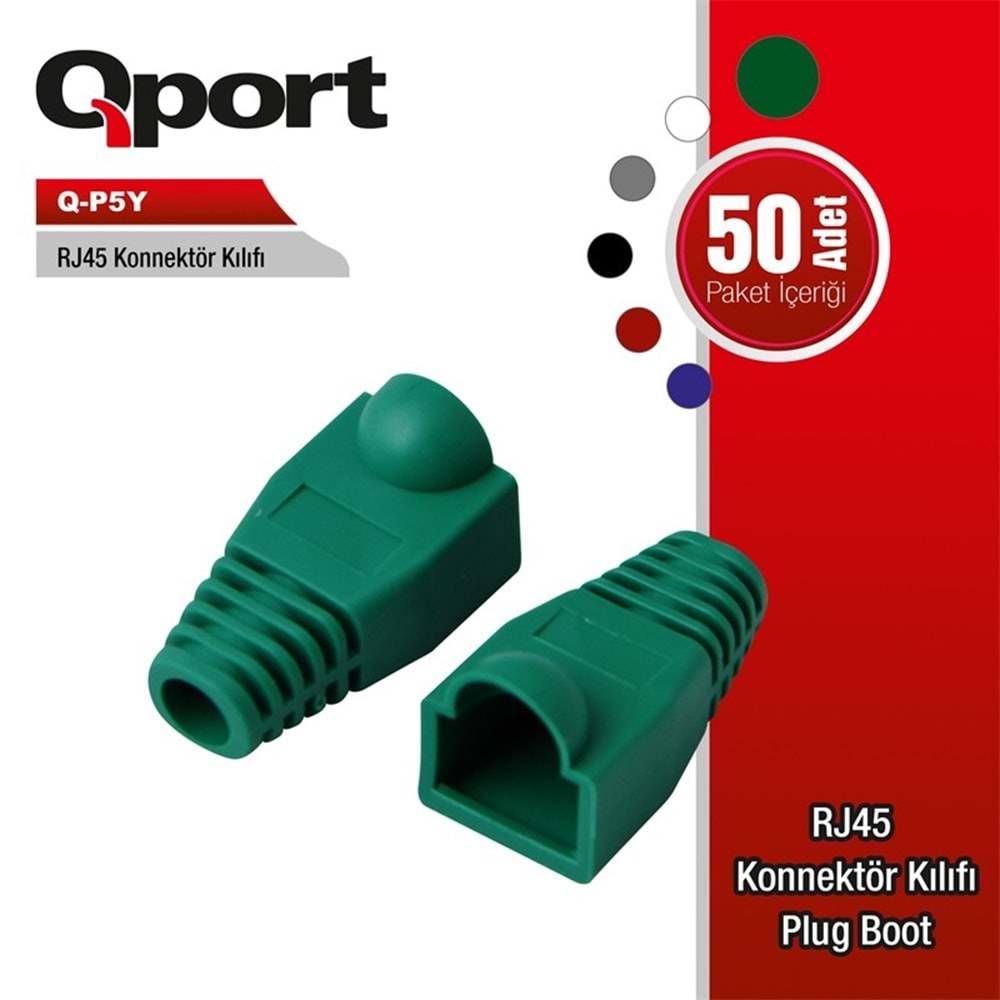 QPORT Q-P5Y 50 Lİ YEŞİL RJ45 KILIFI 
