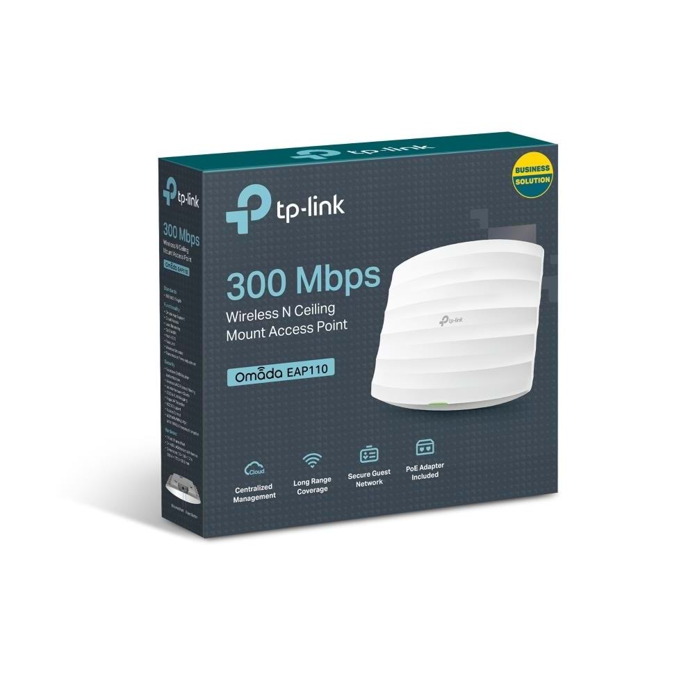 TP-LINK OMADA EAP110 1 PORT 10/100 2.4GHZ 300MBPS İÇ ORTAM TAVAN TİPİ ACCESS POINT( PASİF POE ADAPTÖR DAHİL) 