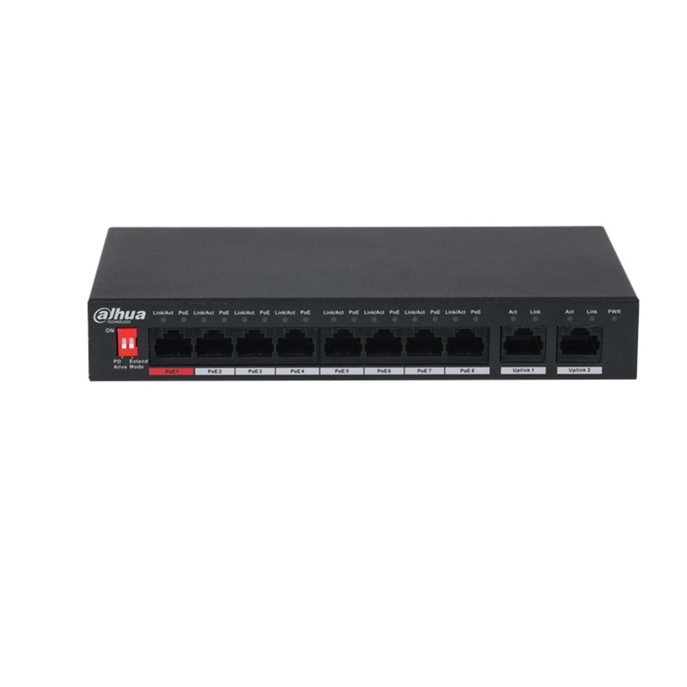 DAHUA PFS3010-8ET-96 8 PORT 10/100+ 2 PORT GIGABIT UPLINK 250 METRE 96W POE SWITCH 