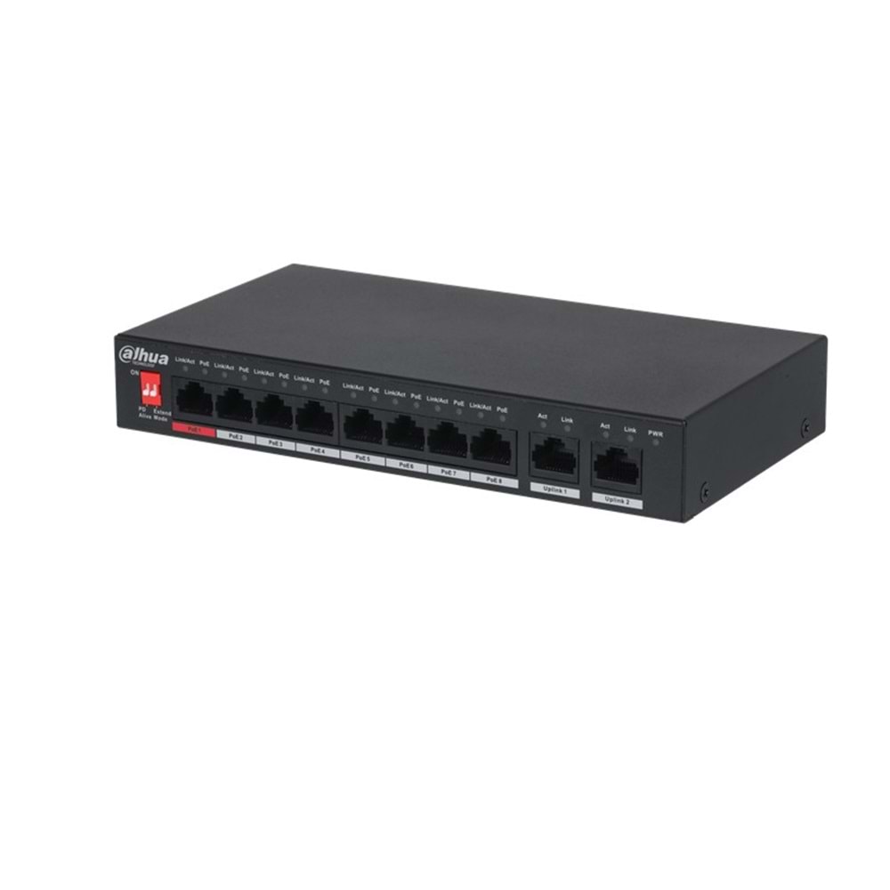DAHUA PFS3010-8ET-96 8 PORT 10/100+ 2 PORT GIGABIT UPLINK 250 METRE 96W POE SWITCH 