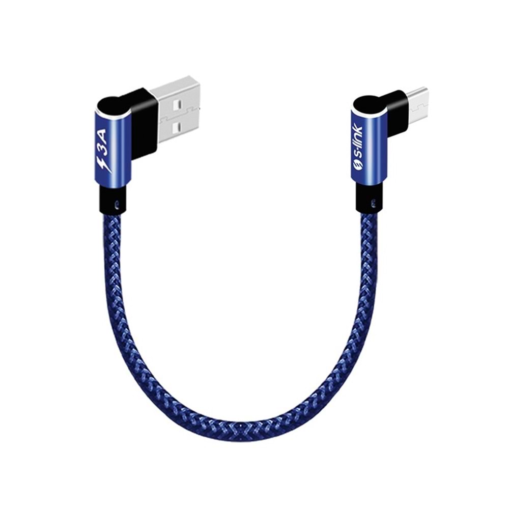 S-LINK SWAPP SW-C757 3A - 15 CM TYPE-C LACIVERT KILIFLI METAL -L- KABLO 