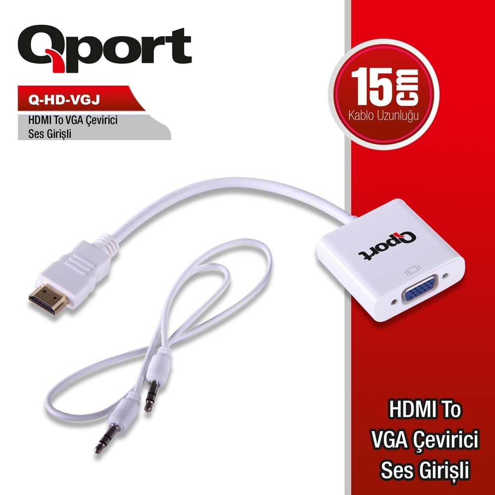 QPORT Q-HD-VGJ HDMI TO VGA CEVIRICI+ SES JACK 