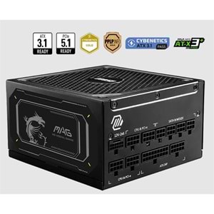 MSI MAG A1000GL PCIE5 II 1000W 80+ GOLD ATX 3.1 PCIE 5.1 POWER SUPPLY 