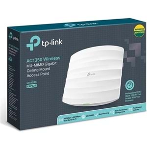 TP-LINK OMADA EAP225 AC1350 1 PORT GIGABIT RJ45 2.4/5GHZ MU-MIMO POE TAVAN TİPİ ACCESS POINT (POE ADAPTÖRÜ DAHİL) 