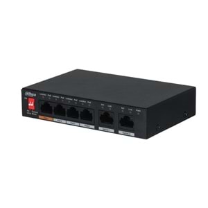 DAHUA PFS3006-4ET-60 4 PORT 10/100 + 2 PORT 10/100 UPLINK 250 METRE 60W POE METAL KASA SWITCH 