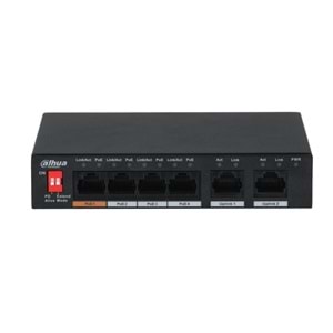 DAHUA PFS3006-4ET-60 4 PORT 10/100 + 2 PORT 10/100 UPLINK 250 METRE 60W POE METAL KASA SWITCH 