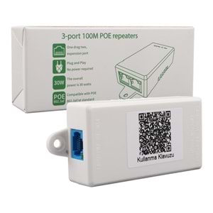 URANIUM POE-RP12 1 PORT POE GİRİŞ BESLEME+ 2 PORT POE ÇIKIŞ 10/100 PLASTİK KASA POE REPEATER 