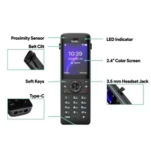 YEALINK AX83H 2.4 INC RENKLİ EKRAN HD SES GÖRÜLTÜ ENGELLEME WIFI 6 IP DECT TELEFON 