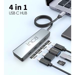 INCA ITPT-4T TYPE-C HUB X4 TYPE-C PORT 3.1 10GBPS ALUMINYUM KASA ÇOKLAYICI 