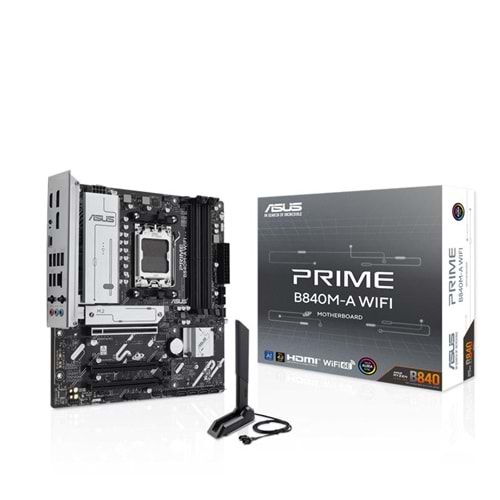 ASUS PRIME B840M-A WIFI DDR5 7600MT/S 1XHDMI 2XDP 3XM.2 MATX AM5 (AMD AM5 9000/8000/7000 SERİLERİ İLE UYUMLU) 