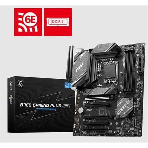 MSI B760 GAMING PLUS WIFI DDR4 5333MHZ 1XHDMI 1XDP 2XM.2 USB ATX 1700P (12. / 13. VE 14. NESİL İŞLEMCİ İLE UYUMLU) 
