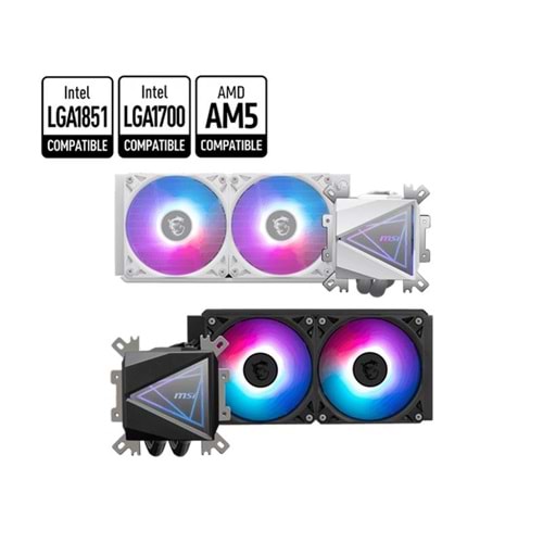 MSI MAG CORELIQUID I240 WHITE 240MM ARGB CPU SIVI SOĞUTUCU (LGA1150/1151/1155/1156/1200/1700/1851/AM4/AM5 UYUMLU) 