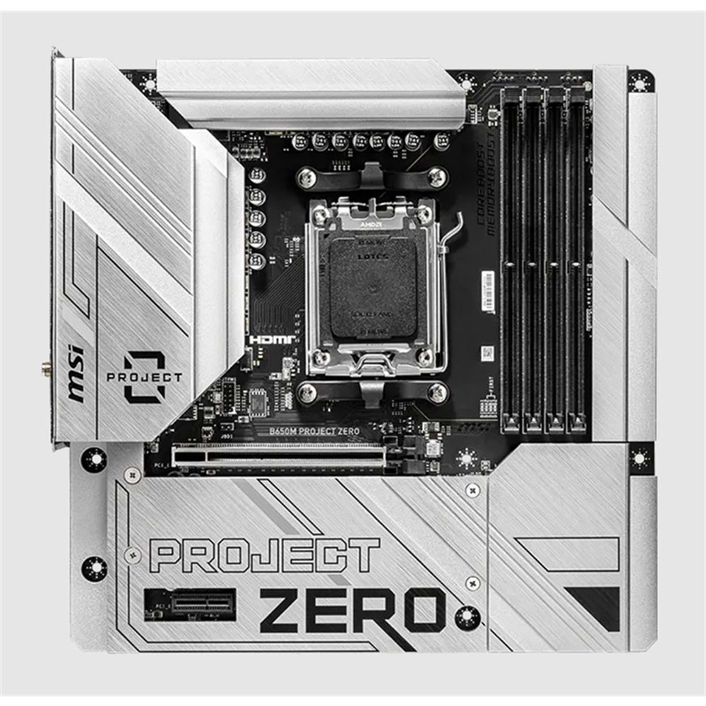 MSI B650M PROJECT ZERO DDR5 7600MT/S 1XHDMI 1XDP 2XM.2 USB MATX AM5 (AMD AM5 9000/8000/7000 SERİLERİ İLE UYUMLU) 