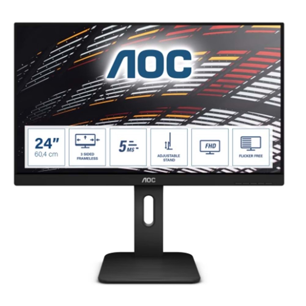 23.8 AOC 24P1 IPS 5MS 60MHZ 1XVGA 1XHDMI 1XDP 1XDVI FHD 1920X1080 USB3.0 HOPARLÖR ÇERÇEVESİZ YÜKSEKLİK AYARI PİVOT VESA 