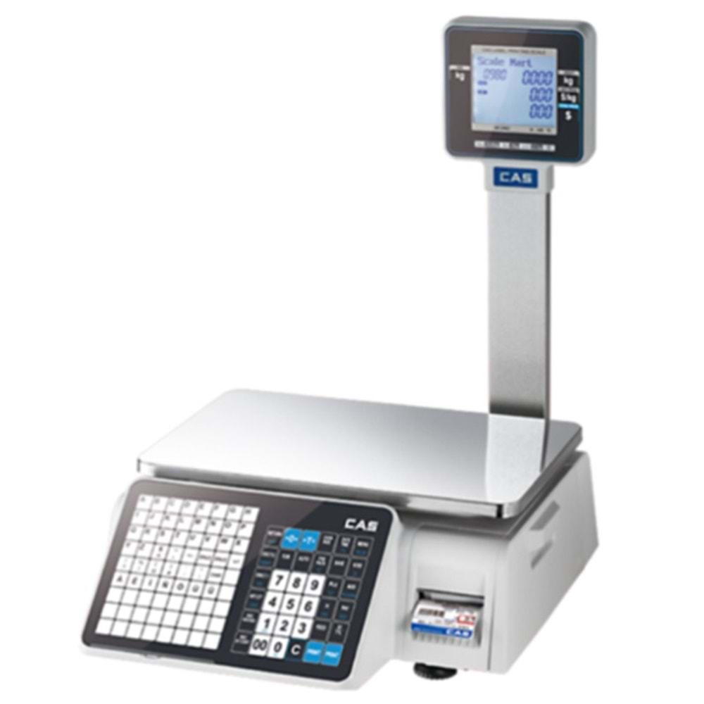 CAS CL3000 30KG 202DPI DİREKT TERMAL ETHERNET LCD EKRAN BOYUNLU BARKODLU TERAZİ 