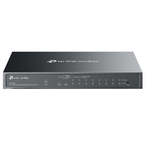 TP-LINK OMADA ES210GMP 10 PORT GIGABIT + 8-PORT POE+ YÖNETİLEBİLİR 123W POE METAL KASA SWITCH 