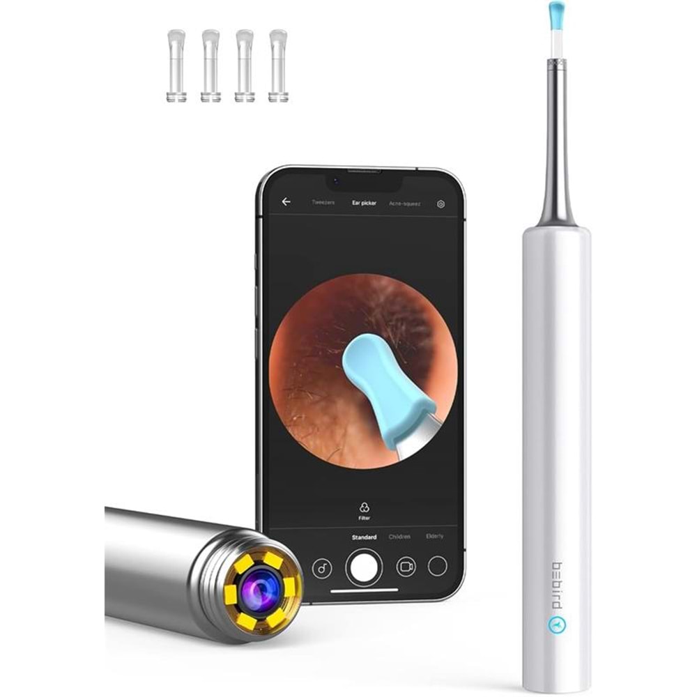 BEBIRD T5 3MP KAMERA 3.5MM LENS ŞARJLI WIFI GÖRÜNTÜLÜ KULAK TEMİZLEYİCİ BEYAZ RENK 